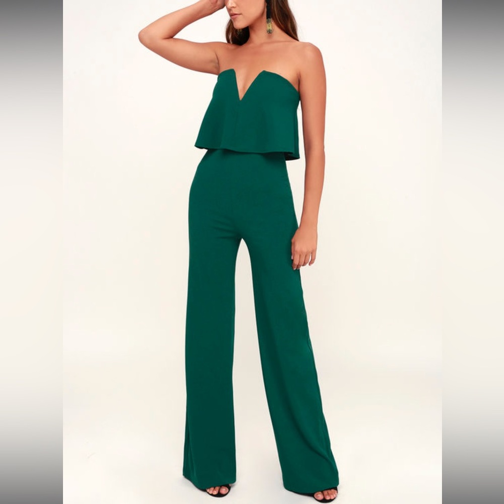 Lulu’s Strapless Jumpsuit Emerald Green “Power of Love”